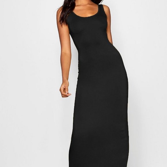 boohoo maxi dress black